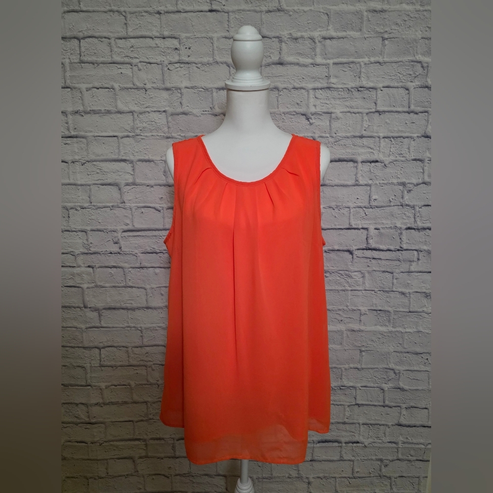 Orange Sleeveless Chiffon Top